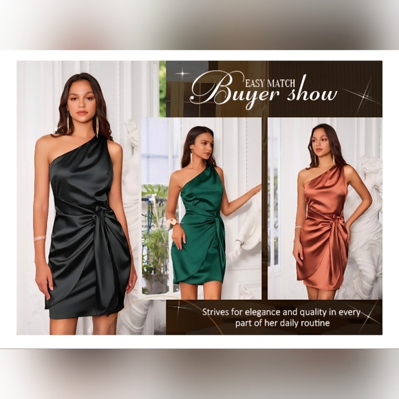 GRACE KARIN Satin Cocktail Dress #839 - Picture 6 of 13